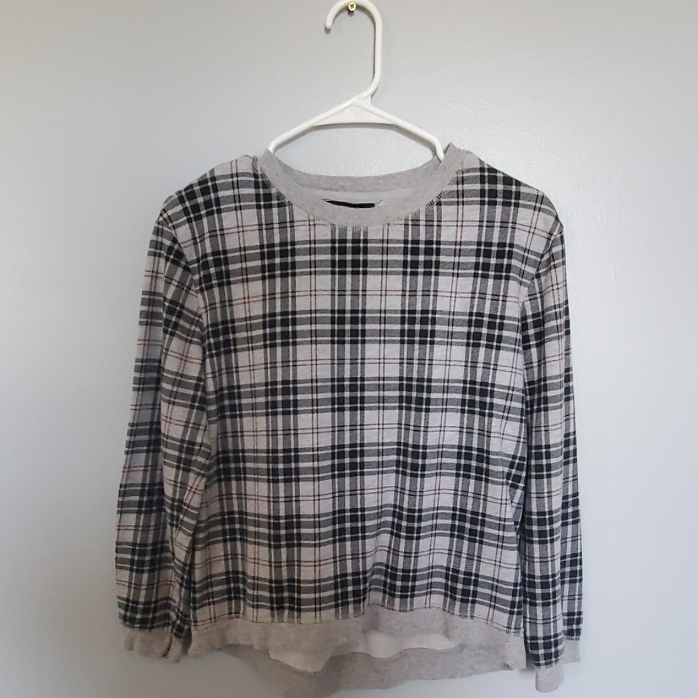 Forever 21 Grey/Burgandy/Black Plaid Sweatshirt